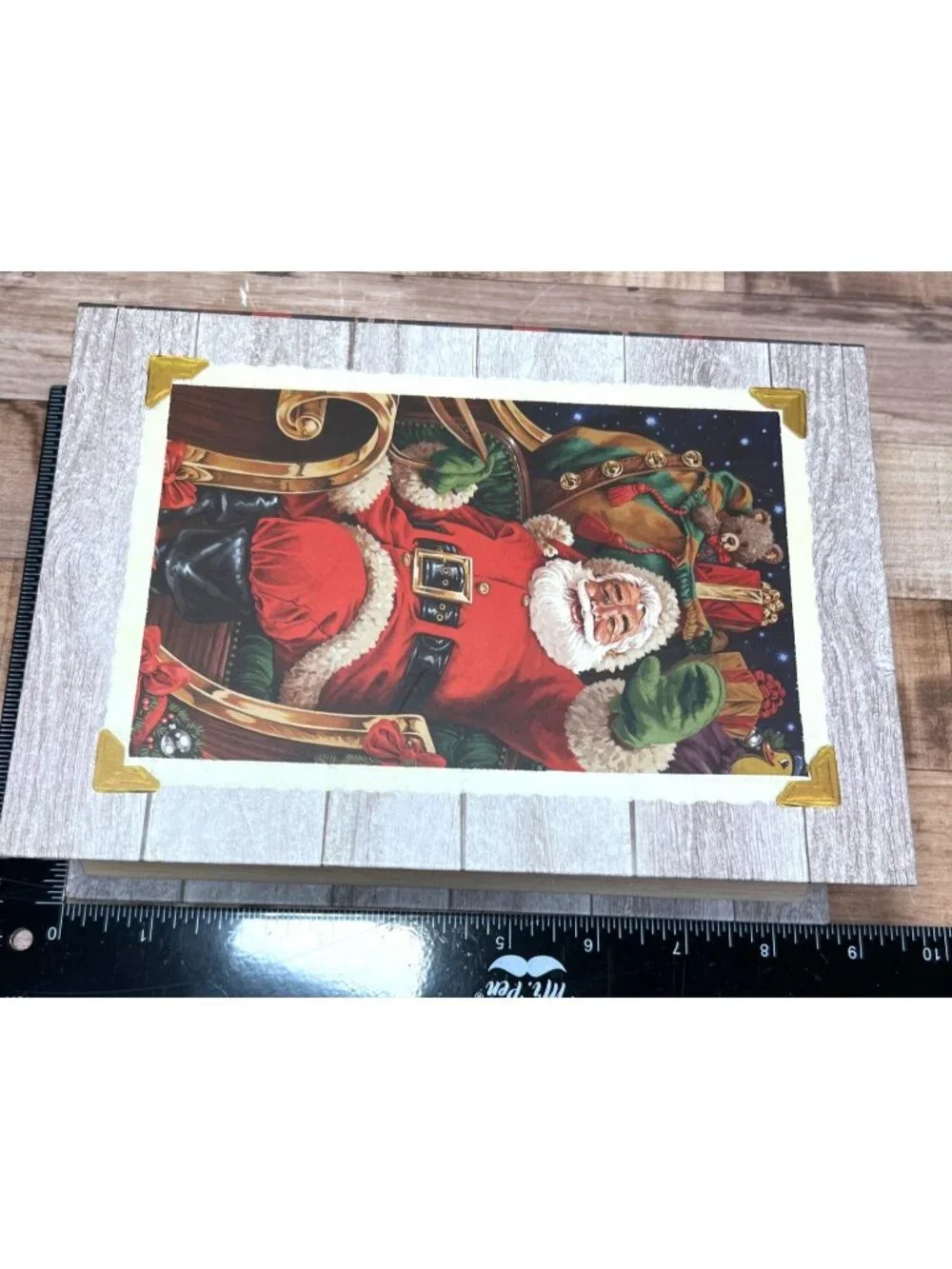 Decorative Christmas Santa Book-Shaped Storage Box With Plaid Interior